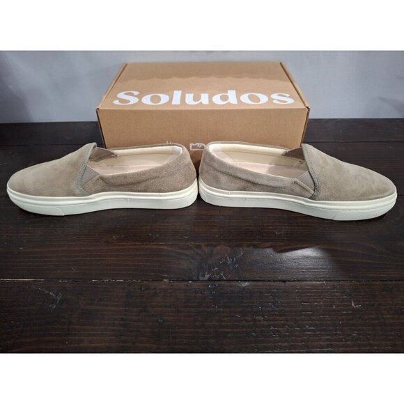 NIB Soludos Ibiza Suede Slip-On Platform Sneakers in Sage (Grey)/Size 7 - Picture 4 of 11